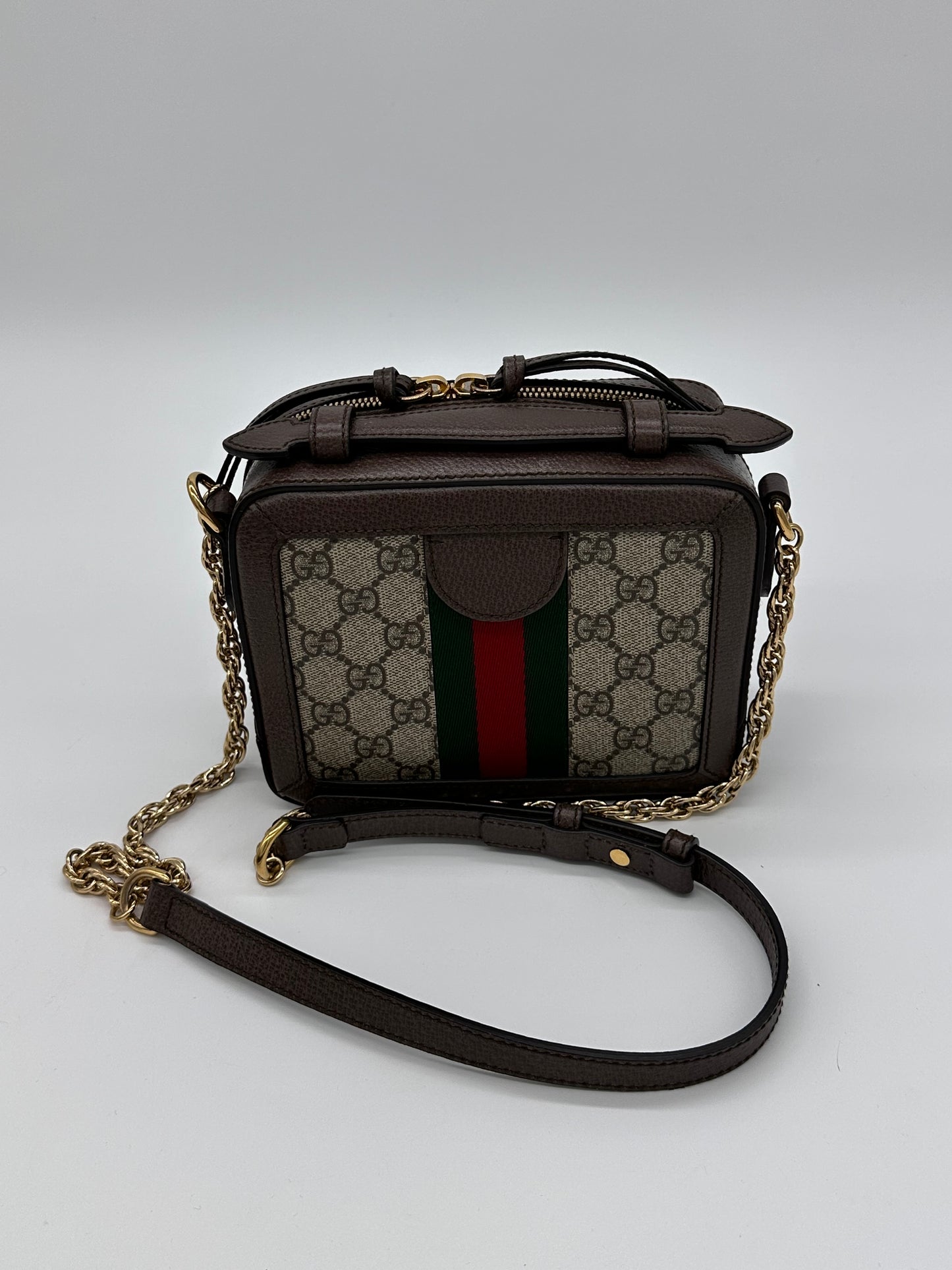 Gucci GG Supreme Monogram Mini Ophidia Top Handle Shoulder Bag