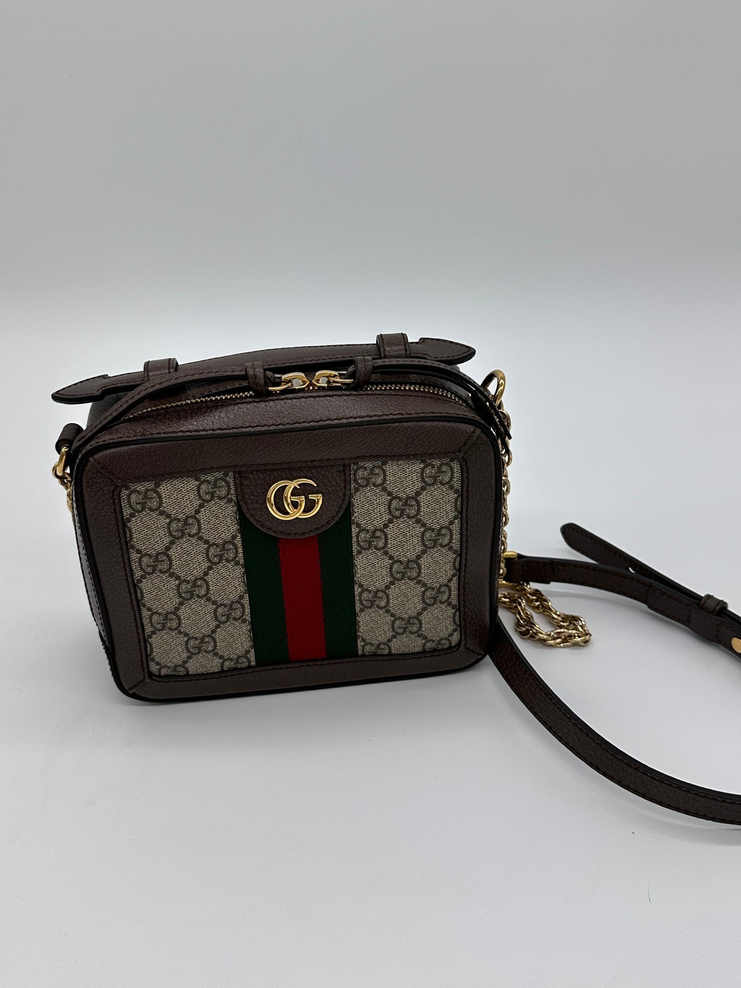 Gucci GG Supreme Monogram Mini Ophidia Top Handle Shoulder Bag