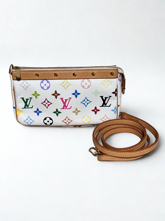Louis Vuitton Monogram Multicolor Pochette White Accessories